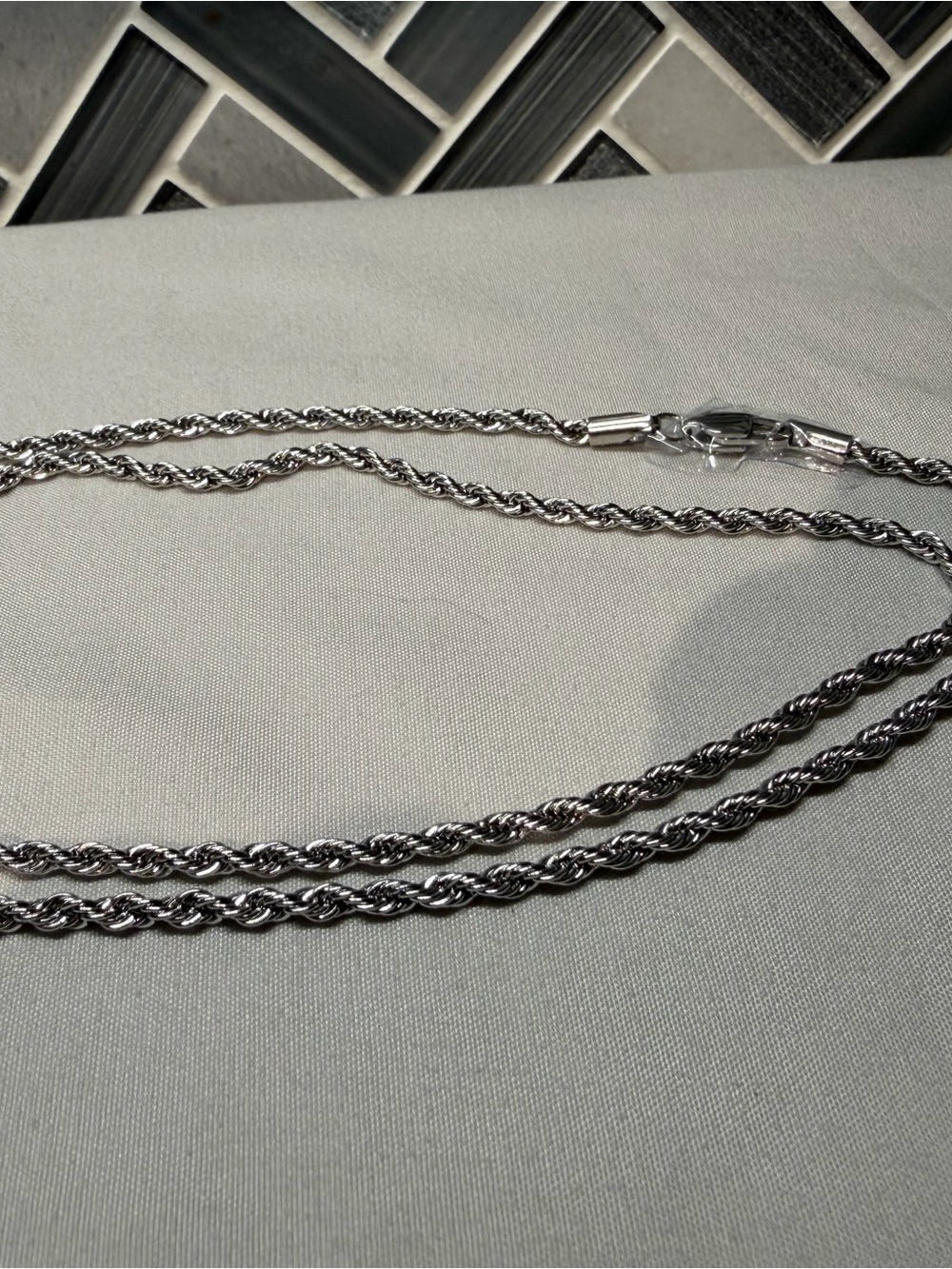 14kt white gold filled 22”Rope Chain Necklace 11.7g 2.5mm